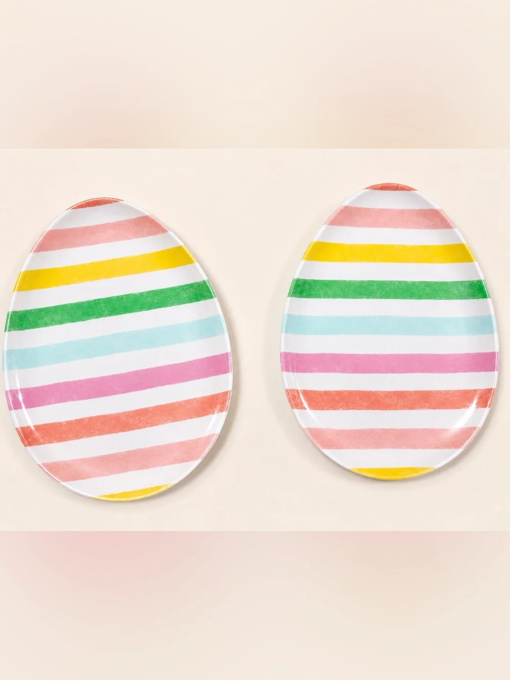 2020 Target Spritz Striped Egg Dinner Plates Set of 2 NEW Easter